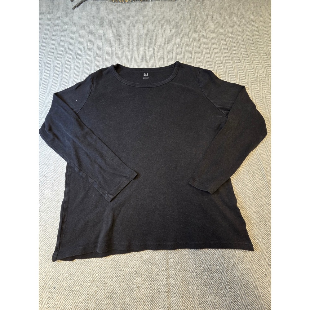 Gap Favorite T-Shirt Men XL Black Regular Fit Long Sleeve Crew Neck Pullover Tee